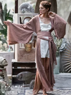 Long Linen Kimono / Dusty Pink