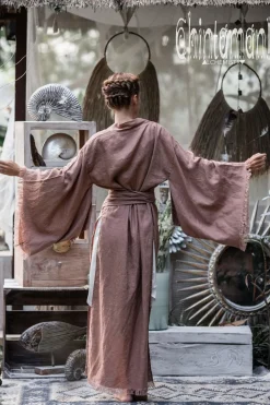 Long Linen Kimono / Dusty Pink
