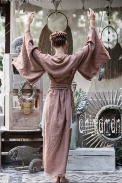 Long Linen Kimono / Dusty Pink