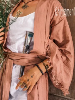 Long Linen Kimono / Dusty Pink