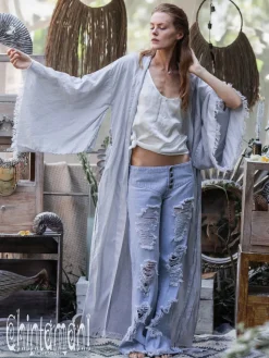 Long Linen Kimono / Grey