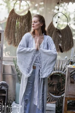 Long Linen Kimono / Grey