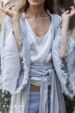 Long Linen Kimono / Grey
