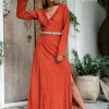 Maxi Kimono Dress / Red Ochre