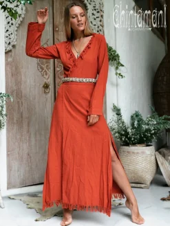 Maxi Kimono Dress / Red Ochre