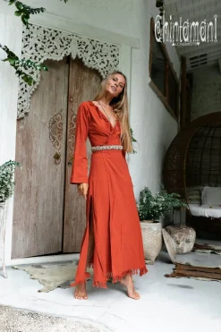 Maxi Kimono Dress / Red Ochre