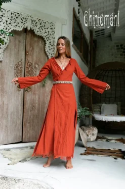 Maxi Kimono Dress / Red Ochre