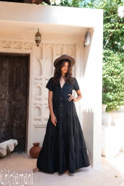 Maxi Shirt Dress / Black