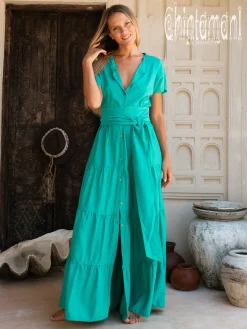 Maxi Shirt Dress / Green