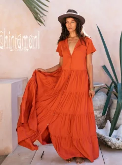 Maxi Shirt Dress / Red Ochre