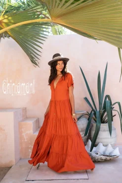 Maxi Shirt Dress / Red Ochre