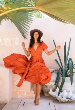 Maxi Shirt Dress / Red Ochre