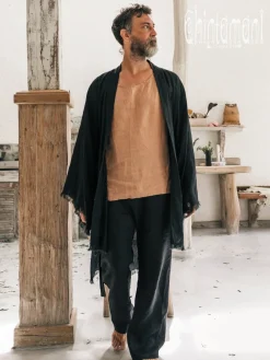 Men's Linen Kimono / Black