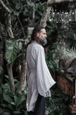 Men's Linen Kimono / Grey