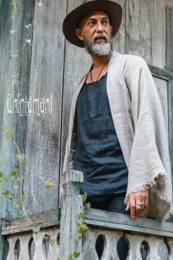 Men's Linen Kimono / Sage Green