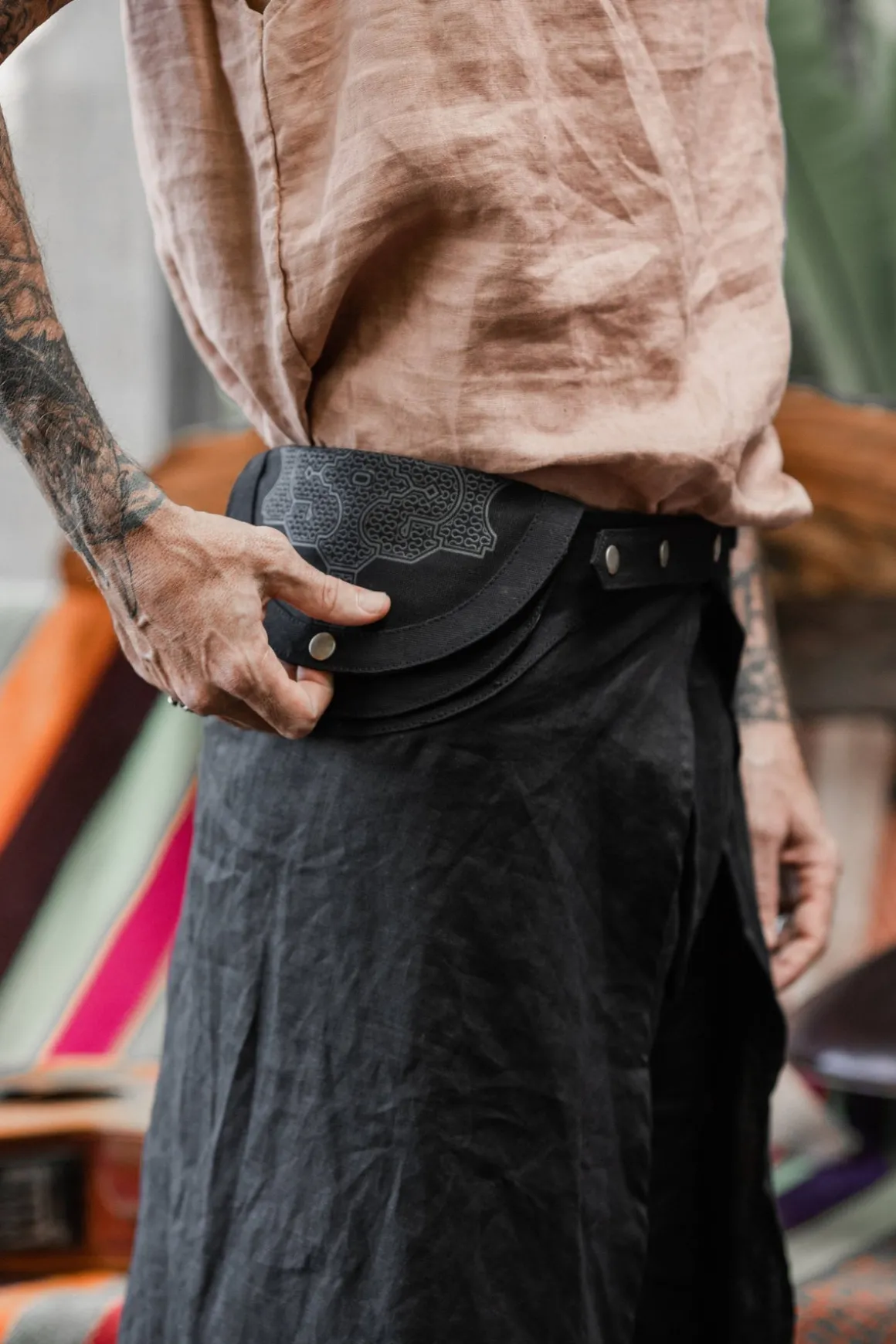 Men's Skirt Pants SET / Black