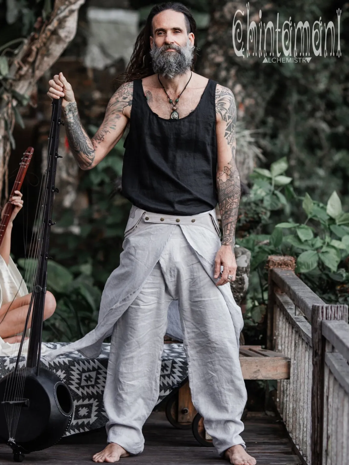 Men's Skirt Pants SET / Grey