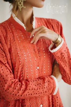 Organic Maxi Dress / Coral Rose