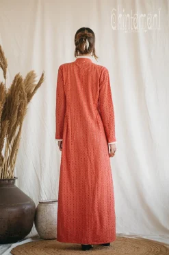 Organic Maxi Dress / Coral Rose
