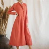Organic Midi Dress / Coral Rose