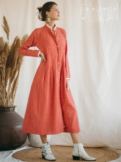 Organic Midi Dress / Coral Rose