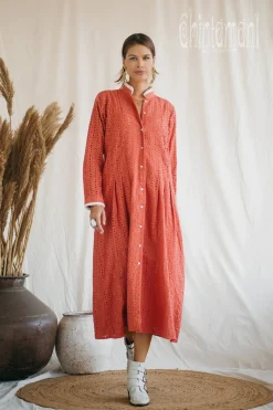 Organic Midi Dress / Coral Rose