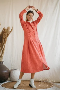 Organic Midi Dress / Coral Rose