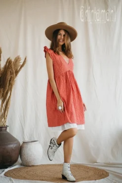 Organic Mini Dress / Coral Rose