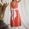 Organic V Dress / Coral Rose