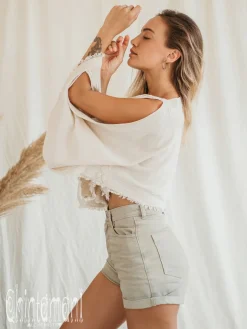 Poncho Crop Top / Off White