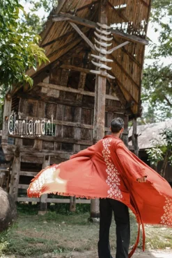 Raw Cotton Cloak / Red Ochre