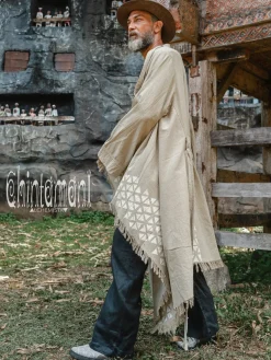 Raw Cotton Cloak / Sage Green