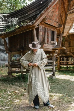 Raw Cotton Cloak / Sage Green