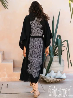 Raw Printed Kimono / Black