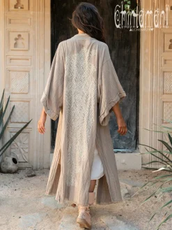 Raw Printed Kimono / Sage