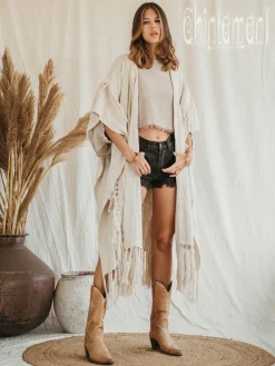 Raw Tassel Poncho / Off White