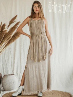 Rope Collar Dress / Beige