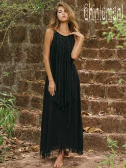 Rope Collar Dress / Black