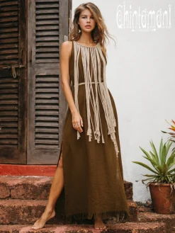 Rope Collar Dress / Brown