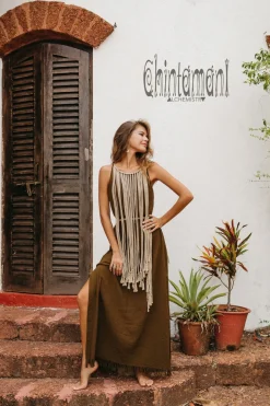 Rope Collar Dress / Brown