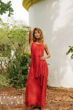 Rope Collar Dress / Red Ochre