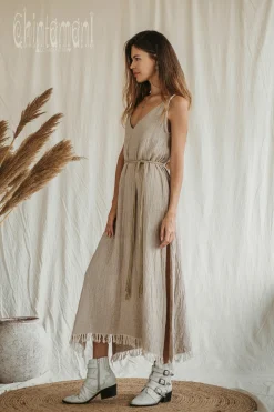 V-neck Maxi Dress / Beige