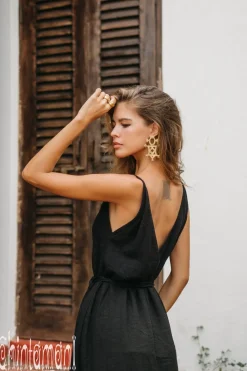 V-neck Maxi Dress / Black