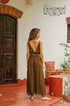 V-neck Maxi Dress / Brown