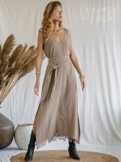 V-neck Maxi Dress / Coffee