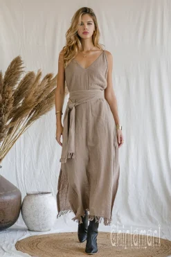 V-neck Maxi Dress / Coffee