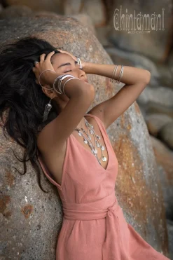 V-neck Maxi Dress / Coral Rose