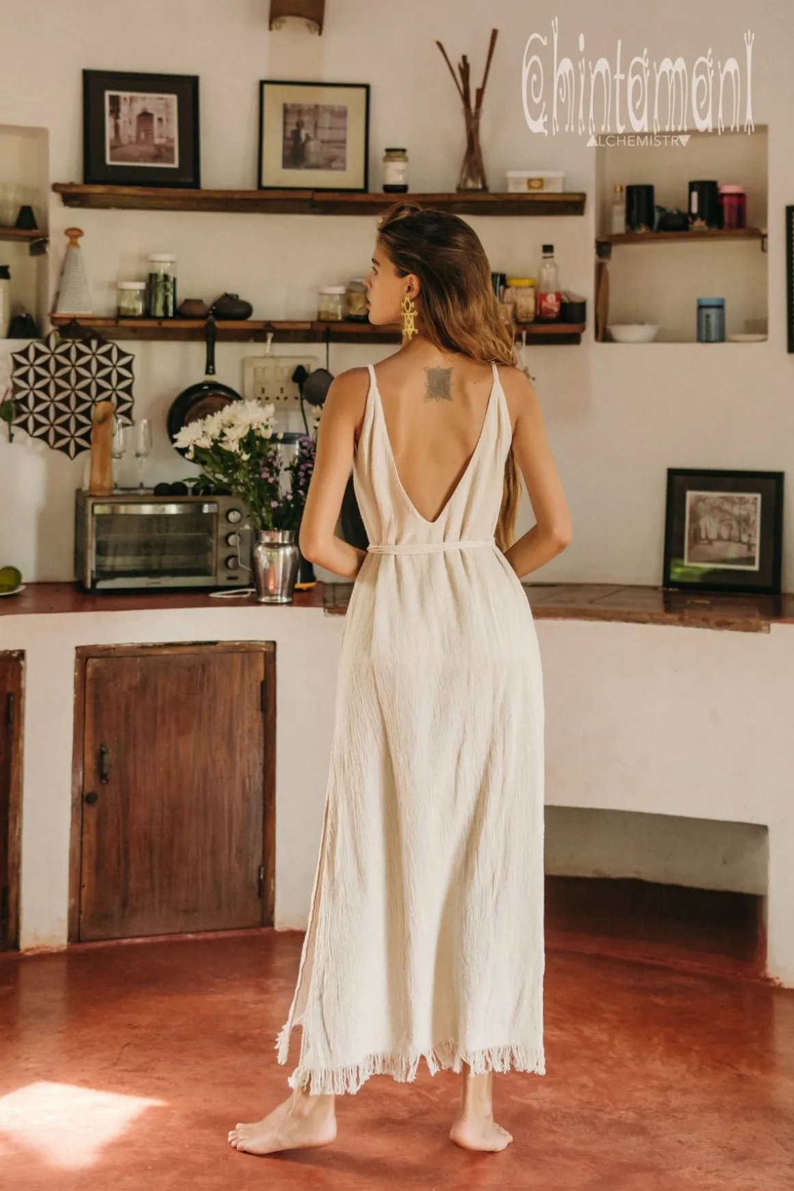 V-neck Maxi Dress / Off White