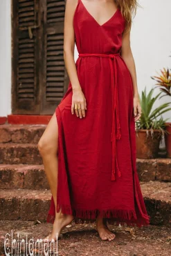 V-neck Maxi Dress / Red Ochre