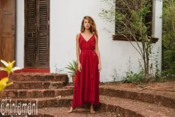 V-neck Maxi Dress / Red Ochre